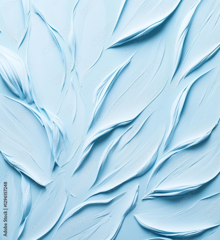 Poster textured blue abstract background with flowing leaf-like patterns and smooth brush strokes, copy spa