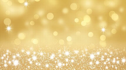 Abstract golden background with bokeh effect and shining defocused glitters. Festive gold texture for Christmas, New Year, birthday, celebration, greeting, victory, success, magic party.