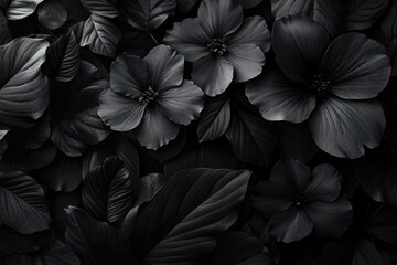 Floral wallpaper with black flowers