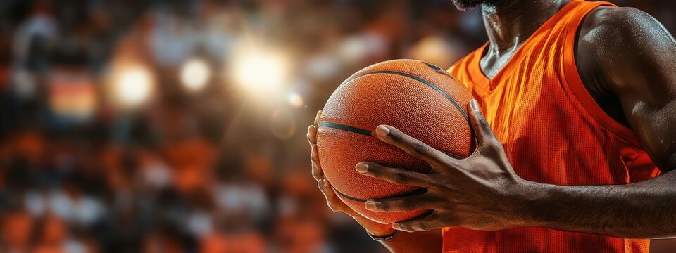 Intense basketball player prepares for a game in a vibrant arena filled with fans - Powered by Adobe