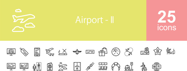  Line icons about airport.