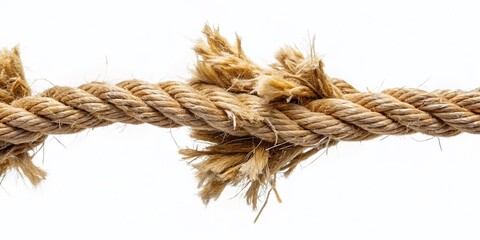 Breaking Point: Frayed Rope about to Snap - Isolated Stock Photo