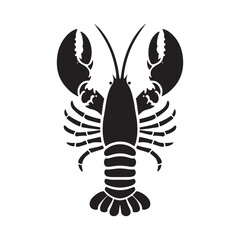 Haunting Lobster silhouette, a dark and enigmatic marine symbol - Lobster illustration - Minimalist Lobster vector
