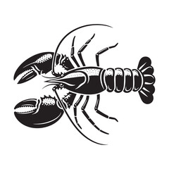 Predatory Lobster silhouette, a master of the ocean floor - Lobster illustration - Minimalist Lobster vector
