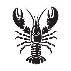 Obraz premium Shadowy Lobster silhouette, a mysterious ocean dweller - Lobster illustration - Minimalist Lobster vector 