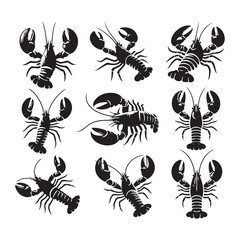 Mighty Lobster silhouette, embodying strength and agility - Lobster illustration - Minimalist Lobster vector
