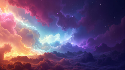 Fototapeta premium colorful and sky with beautiful clouds and dramatic light