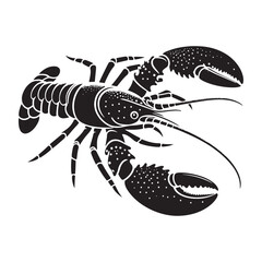 Dynamic Lobster silhouette, showcasing the power of the deep - Lobster illustration - Minimalist Lobster vector
