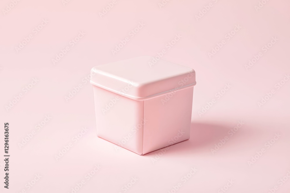 Poster square packaging mockup with a minimal design on a soft pink background.