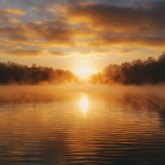 Obraz premium Sunset over the river