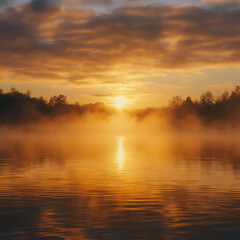 Fototapeta premium Sunset over the river