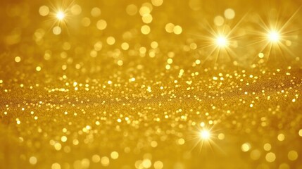 Abstract golden background with bokeh effect and shining defocused glitters. Festive gold texture for Christmas, New Year, birthday, celebration, greeting, victory, success, magic party.