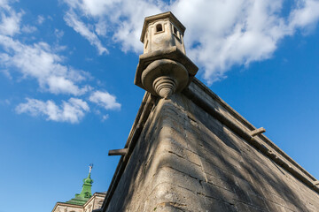 Outer corner of stone bastion of medieval castle