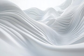 Obraz premium Abstract White 3D Wave Background Elegant Smooth Flowing Lines Modern Minimalist Design Digital Art Texture Pattern Graphic Illustration Soft Light 