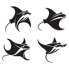 Timeless Manta Ray silhouette, a stunning marine icon - Manta Ray illustration - Minimalist Manta Ray vector - Fish silhouette
