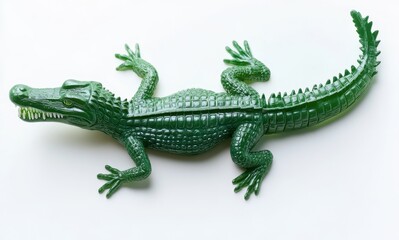 Fototapeta premium Realistic Green Plastic Crocodile Toy Model for Play and Decoration in Children's Rooms, Educational Purposes, and Creative Projects