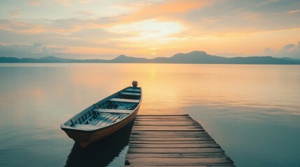 Naklejka premium Beautiful nature scenic landscape Phang-Nga bay with wooden boat moored on pier waiting traveler, Water travel adventure Phuket Thailand, Tourism destination scenery Asia, Summer holiday vacation trip