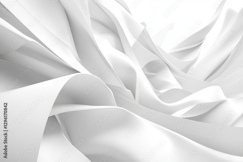 Poster abstract white architectural design modern 3d render elegant smooth curves flowing lines minimalist 