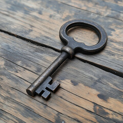 Old key on wood