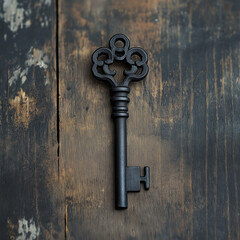 Old key on wood
