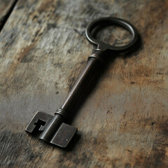 Old key on wood