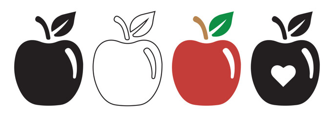 Apple icon set. Apple silhouette vector. Apple icon vector illustration EPS 10