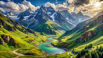 Majestic Arkhyz mountains, a Caucasus masterpiece captured in breathtaking landscape photography.