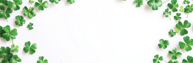 Fresh Green Clover Leaf Frame on White Background for Decoration