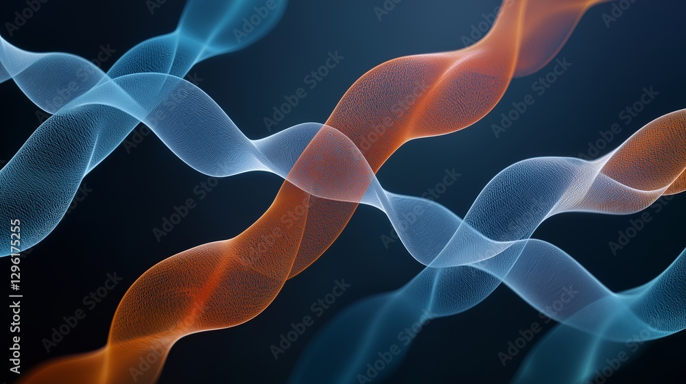 Poster colorful waves intertwine in a dynamic display of light and movement in a dark background