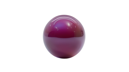 Glossy purple sphere rotating on transparent background