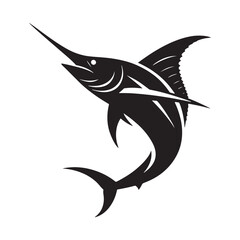 Precision Marlin silhouette, a master of marine hunting - Marlin illustration - Minimalist Marlin vector - Fish silhouette
