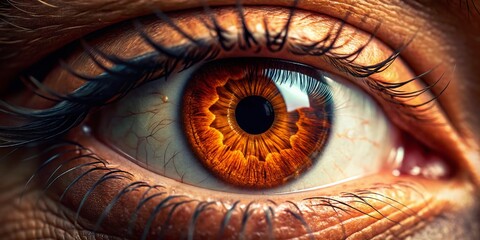 Close-up Macro Shot of Brown Eye with Long Eyelashes - High-Resolution Stock Photo