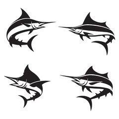 Timeless Marlin silhouette, a classic marine icon - Marlin illustration - Minimalist Marlin vector - Fish silhouette
