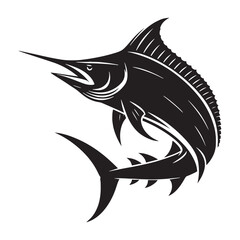 Obraz premium Iconic Marlin silhouette, the ultimate symbol of sport fishing - Marlin illustration - Minimalist Marlin vector - Fish silhouette 