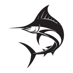Fierce Marlin silhouette, the predator of the blue waters - Marlin illustration - Minimalist Marlin vector - Fish silhouette
