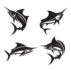 Powerful Marlin silhouette, a symbol of strength and endurance - Marlin illustration - Minimalist Marlin vector - Fish silhouette
