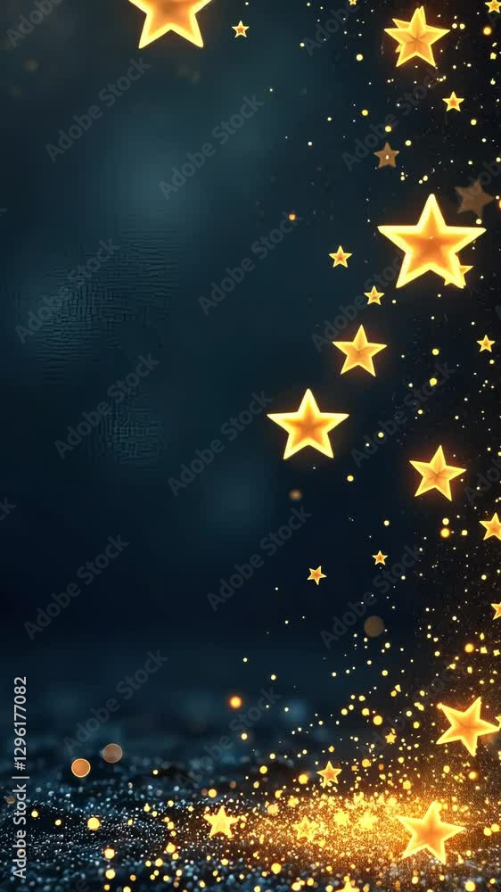 Poster a blue background with a lot of stars. the stars are scattered all over the background. the stars ar