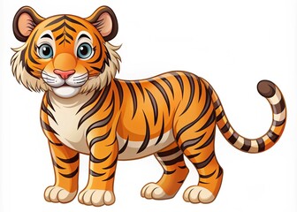 Obraz premium Cartoon Mammal Animal Tiger on a White Background