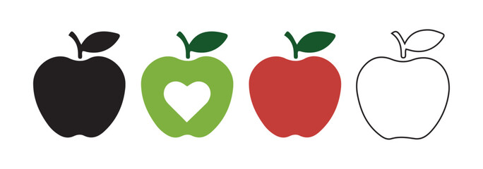 Apple icon set. Apple silhouette vector. Apple icon vector illustration EPS 10