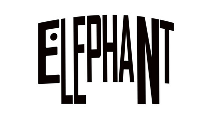 elephant lettering , black isolated silhouette