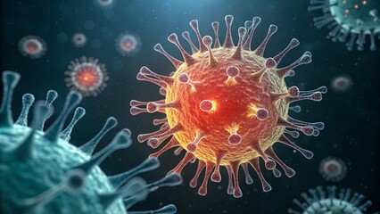 Visually striking 3D image of viruses with bright colors and sharp spikes, suitable for illustrating medical articles and health awareness campaigns.
