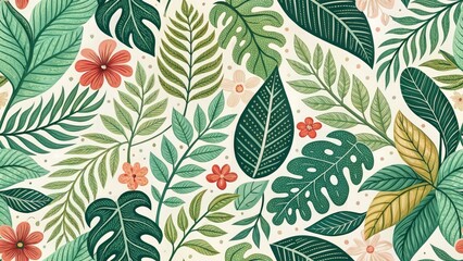 Stylish Summer Organic Leaf Pattern Macro Photography, Botanical Illustration, Nature Design, Summer Leaves, Green Foliage