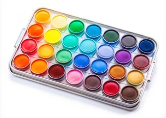 Vibrant Watercolor Paint Set on a White Background
