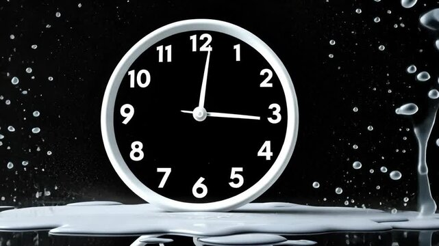 Time splash: creative clock concept with milk splashing effect