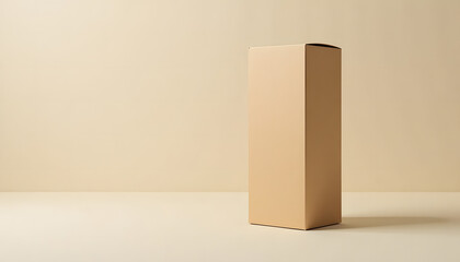 Tall cardboard box standing on a neutral background