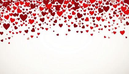 Obraz premium Red and Pink Hearts Falling on White Background