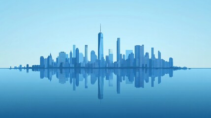 Fototapeta premium Stunning Manhattan cityscape with breathtaking reflections on the water, showcasing the beauty of the urban skyline and modern architecture.