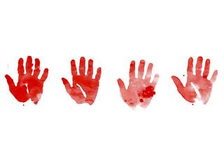 Fototapeta premium Set bloody handprint, gore isolated on png transparent background