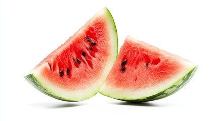 Falling watermelon isolated on a white background full depth of field