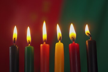 Lit Candles Representing Pan African Colors
